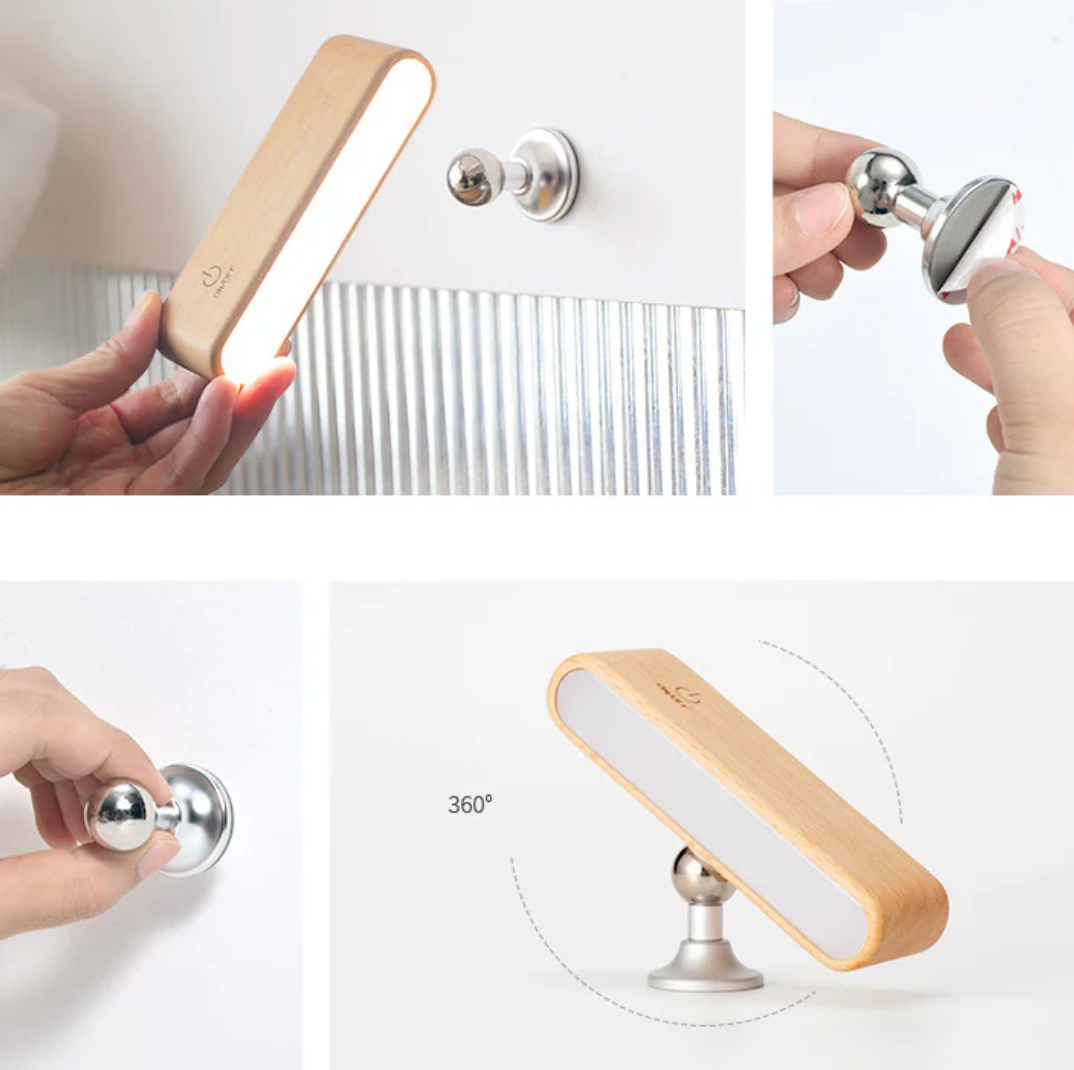 Solid wood desk lamp with magnetic charging